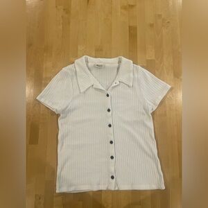 Madewell Cream Ribbed Top